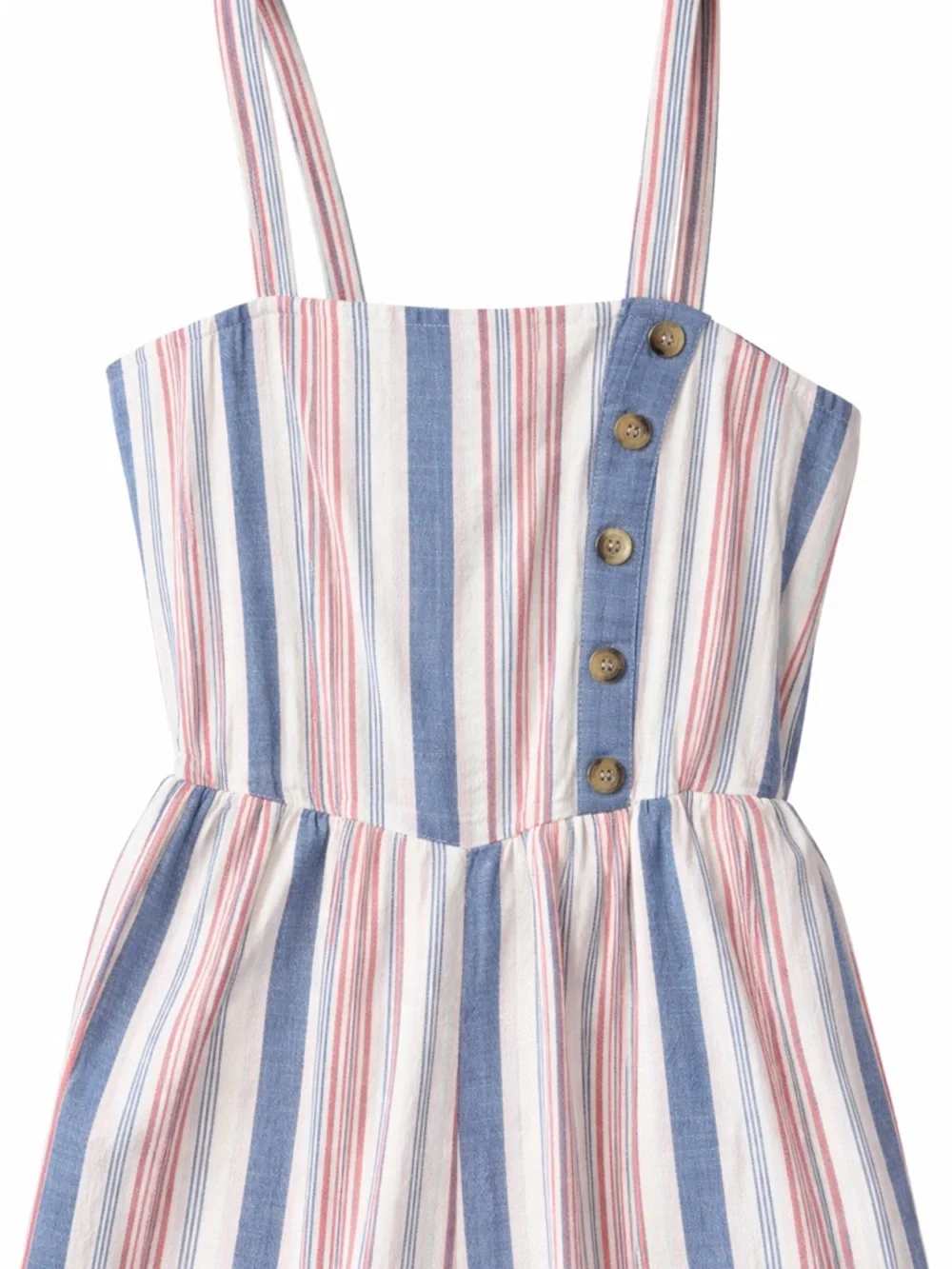 CHANCES R Striped Wide Leg Romper Overalls Linen Feel SzL Spring Summer Stretch - Picture 5 of 5